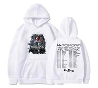 DWDKJU M. Pokora Adrenaline Tour Sweatshirts, Pulls à Capuche à Manches Longues Imprimés Graphiques Unisexes pour Les Fans De Singer,Blanc,4XL