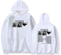 DWDKJU Sombr Live 2025 Tour Sweatshirts, Pulls à Capuche à Manches Longues Imprimés Graphiques Unisexes pour Les Fans De Singer,Blanc,L