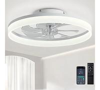 DWDVBL 40cm Ventilateur de Plafond Silencieux avec Lumiere et Telecommande 6 Vitesses et vent Réversible Dimmable LED Ventilateur de Plafond avec lumière avec télécommande pour Salon Chambre à Couche
