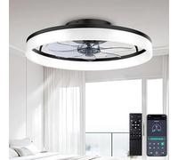 DWDVBL 50cm Ventilateur de Plafond Silencieux avec Lumiere et Telecommande 6 Vitesses et vent Réversible Dimmable LED Ventilateur de Plafond avec lumière avec télécommande pour Salon Chambre à Couche