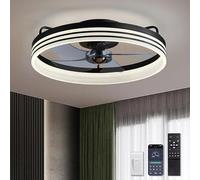 DWDVBL 50cm Ventilateur de Plafond Silencieux avec Lumiere et Telecommande 6 Vitesses et vent Réversible Dimmable LED Ventilateur de Plafond avec lumière avec télécommande pour Salon Chambre à Couche