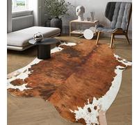 DweIke Tapis en fausse peau de vache de qualité supérieure - 1,9 x 1,6 m - Imprimé animal - Convient pour chambre à coucher, salon, décoration occidentale pour salle à manger et bureau - Marron
