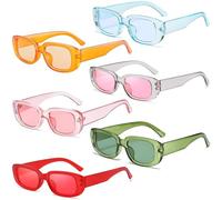 Dwenarry 6 Paires lunettes de soleil rétro, lunettes de soleil vintage carrées et rectangulaires, style années 90 tendance Y2K pour femmes esthétiques
