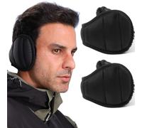 Dwenarry Cache-oreilles d'hiver chauds unisexes pliables en polaire réglable pour homme et femme par temps froid, Cache-oreilles noirs + cache-oreilles noirs -C, taille unique