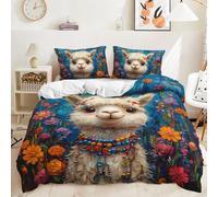 Dwetcxo Couette 135x200 Beige Bleu Animal Housse de Couette 1 Personne Microfibre Housse Couette Lavable Duvet Cover Douce Sets de Housses de Couettes Fermeture Éclair+2 Taies d'oreiller 50x75cm