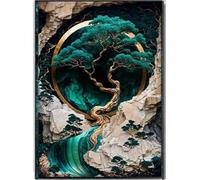 Dwetcxo Tableau Decoration Murale Arbre Vert Élégant Toile Peinture Poster Mural Tableaux, Posters et Arts Décoratifs Affiche Murale Chambre Salon Sans Cadre Tableau Deco Impression sur Toile 30x40cm