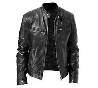 Dwevkeful Blouson Aviateur Homme, Blouson En Cuir Homme Grande Taille Simili Cuir Veste Cuir 2024 Hiver Blouson Cuir Chaud Noir Blouson Aviateur Vintage Manches Longues Blouson Moto