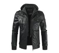 Dwevkeful Blouson Cuir Homme, Blouson Aviateur Homme Chaud Hiver Veste Cuir Manches Longues Simili Cuir Blouson Cuir Grande Taille Noir Blouson Moto 2024 Vintage Blouson Aviateur