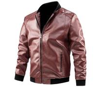 Dwevkeful Blouson Cuir Moto Homme, Veste Aviateur Chaud 2024 Grande Taille Simili Cuir Manches Longues Hiver Vintage Noir