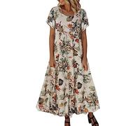 Dwevkeful Fleurie Boheme Robes Mariage Legere Sundress Decontractée Fluide Jupe Chic et Elegant Grande Taille Robe Longue