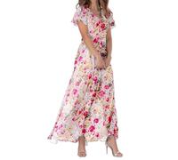 Dwevkeful Robe Blanche Femme, Mariage Fluide Jupe Boheme Blanche Robe Longue Grande Taille Decontractée Robes Ete Legere Chic et Elegant Sundress