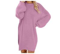 Dwevkeful Robe Hiver Femme Sexy, Robe Pull Femme Chaud Polaire Pullover Col Rond Manche Longue Pull Chic Et Elegant Sweater Couleur Unie Dress Oversize Chandail Jupe