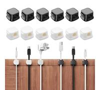 DWFEYOI 12 Pack Clips Câble, Organisateur de Câble avec Auto-adhésifs,Organisateur Câble Magnetique, Magnetic Cable Clips, Support Cable pour Maison, Bureau Cable Management (Blanc/Noir)