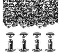 DWFEYOI 200 Set Rivets en Cuir Double Rivet Tubulaire Rivet Clous Goujons de Double Casquette en Métal de Tête Rond Plate pour DIY Bricolage Cuir Craft Sac Ceinture Sangle Réparation Décoration