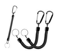 DWFEYOI 3 Pièces Mousqueton Porte-Clés Spirale Élastique,Cordes de Pêche Rétractables, porte-clés ressort spirale extensible avec mousquetons d'escalade porte-clés,mousqueton escalade