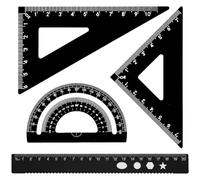 DWFEYOI 4 PCS Ensemble de Règles d'Échelle pour Architectes en Métal, Ensembles de géométriede Dessin Technique, Outil de géométrie mathématique, rapporteur, Triangulaire