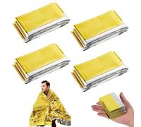 DWFEYOI 4 Pièces Réutilisable Extra Large, Couverture Thermique Or Argenté, Couverture de Survie, 210×160cm, Couverture d'urgence pour l'extérieur, Randonnée, Survie, Marathons, Premiers Secours