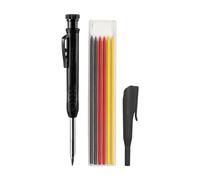 DWFEYOI Crayon Chantier Solide et Extensible,Crayons de charpentier mécaniques avec 6 recharges, solides avec taille crayon intégré, trou profond, automatiques à long nez pour le dessin et la (noir)