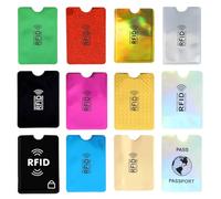 DWFEYOI Lot de 12 Porte-Cartes RFID colorés,Pochettes de Protection RFID pour Cartes de crédit Protection de Carte d'identité RFID pour Homme et Femme,protection carte bancaire,porte carte rfid