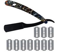 DWFEYOI Rasoir Homme, Rasoir, Rasoir Coupe Choux Barbe + 10 Demi,Lames de Rasoir Pochette de Transport Rasoir de Barbier à Lame Interchangeable Straight Razo