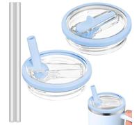 DWFEYOI Set De 2 Pièces Stanley Cup Couvercle Étanche, Stanley Cup Couvercle Remplacement 40 Oz, Trois Couleurs Stanley Cup Accessoires Avec 2 Pièces Paille,stanley cup(bleu)
