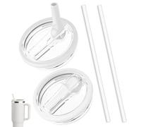 DWFEYOI Set De 2 Pièces Stanley Cup Couvercle Étanche, Stanley Cup Couvercle Remplacement 40 Oz, Trois Couleurs Stanley Cup Accessoires Avec 2 Pièces Paille,stanley cup(blanc)
