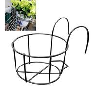 DWhui Ronde Métal Suspendu Plantes Fleur Pot Titulaire Balcon Flowerpot Titulaire pour Maison Garde-Corps De Jardin (Noir, Diamètre: 25cm)