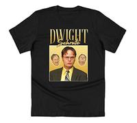 Dwight Schrute Homage T-Shirt Tee Funny Office Retro 90's Farms Michael Scott Black(XX-Large)