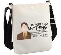 Dwight Trousse de maquillage en toile avec citation humoristique « Before I Do Anything I Ask Myself », Before I Do Cb Eu, M, Mode