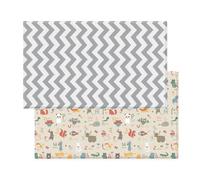 DWINGULER Slim Tapis de jeu pour bébé Gris Zigzag Medium 180 x 140 x 8 mm Réversible, doux, sans substances nocives, imperméable, antidérapant, certifié CE