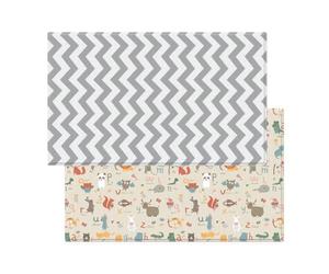 DWINGULER Slim Tapis de jeu pour bébé Gris Zigzag Medium 180 x 140 x 8 mm Réversible, doux, sans substances nocives, imperméable, antidérapant, certifié CE