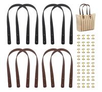 Dwitkul 4 Pièces Anse pour Sac à Main Anses en Cuir Poignée Sac Cuirs avec Rivets Anses de Sac en Cuirs Poignées Anse en Cuir pour Sacs à Main DIY (60×2cm)
