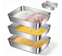 Dwitkul Lot de 3 Bac de Cuisson en Inox 25 x 20 x 5 cm Plateau Inox Plat Inox Rectangulaire pour Pâtisserie Frites Gratin