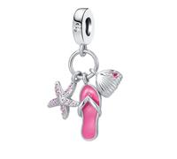 DWJSu Breloque en forme d'étoile de mer, coquillage, océan, plage, chaussons de vacances, breloque en strass pour bracelet à breloques pour filles et femmes, Émail, Base