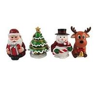 DWK - Joyeux petit Noël - ensemble de quatre (4) collection Miniature vacances père Noël bonhomme de neige arbre de Noël et rennes Mini Figurines Festive Home Decor Mini Party Favors, 4 pouces G