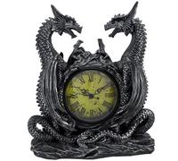DWK Twin Evil Dragons Antiqued Mantel Clock Table Desk