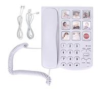 DWMD Téléphone Filaire à Gros Bouton, téléphone Fixe à mémoire Photo avec numérotation abrégée et Haut-Parleur Mains Libres, Photo amplifiée à Gros Bouton pour Personnes âgées, Personnes âgées