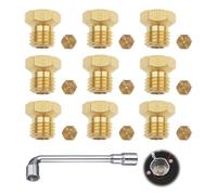 DWNSKR Kit 10 Pezzi Ugelli Gas GPL e Metano per Cucina Set Iniettori Gas in Ottone con Chiave a Bussola per Cucine a Gas Metano Ottone Universali Ugelli Piano Cottura Metano