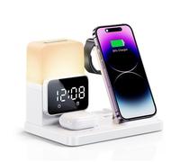 DWO EUROPE Chargeur sans fil pliable 6 en 1, réveil, lampe, station d'accueil à charge rapide pour iPhone 14 13 12 X Pro