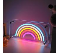 DWOOKE Enseignes néon LED arc-en-ciel à intensité variable pour décoration murale, panneaux néon arc-en-ciel en acrylique double couche alimentés par USB pour chambre d'enfant, veilleuse, fête, cadea
