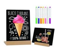 DWOOKE Lot de 2 mini tableaux noirs A5 de 15 x 21 cm avec support en plastique double face pour enfants, cuisine, menu, tableau noir pour décoration d'entreprise, mariage