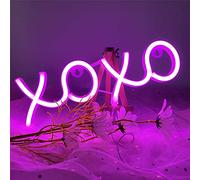 DWOOKE XOXO - Panneau néon LED - Rose - Fonctionne avec piles et USB - Pour chambre à coucher, fête, mariage, anniversaire, cadeau de Noël…