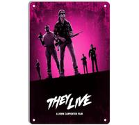DWQUIX Affiche de film minimaliste en métal « They Live » pour décoration murale de cinéma maison et décoration murale rétro 20,3 x 30,5 cm