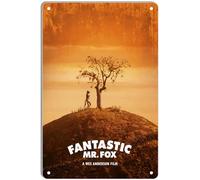 DWQUIX Plaque en métal fantastique Mr Fox - Affiche de film classique pour décoration de cinéma maison et décoration murale rétro - 20,3 x 30,5 cm