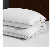 DWR Luxe Oreiller en Plume d'oie 50x75cm avec Housse Coton, avec Triple Couche de Confort, Lavable en Machine Lot de 2