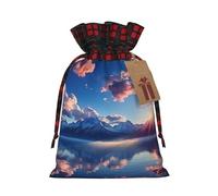 Dwrepo Beau sac cadeau avec cordon de serrage avec imprimé nuages - Sac à friandises de Noël pour fêtes de fin d'année, taille M, noir (lot de 1), Noir , 1 Count (Pack of 1)