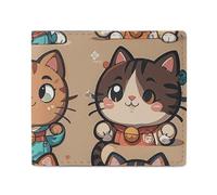 Dwrepo Beaucoup de portefeuilles en cuir avec motif chats de dessin animé pour femmes et hommes, petit portefeuille fin à deux volets, porte-cartes, blanc, taille unique, décontracté, blanc, taille