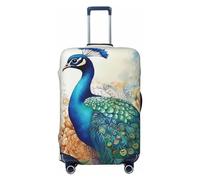 Dwrepo Belle housse de bagage motif paon et floral, housse de valise élastique lavable, anti-rayures, protection de bagages en élasthanne, housses de bagages de voyage pour bagages de 45,7 à 81,3 cm,