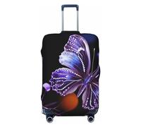 Dwrepo Belle housse de bagage papillon violet élastique lavable housse de valise housse anti-rayures protection de bagages en élasthanne housses de bagages de voyage pour bagages de 45,7 à 81,3 cm,