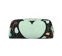 Dwrepo Belle trousse à crayons en cuir portable en forme de cœur - Trousse de maquillage de voyage de grande capacité pour femme, Or, One Size, Imprimé
